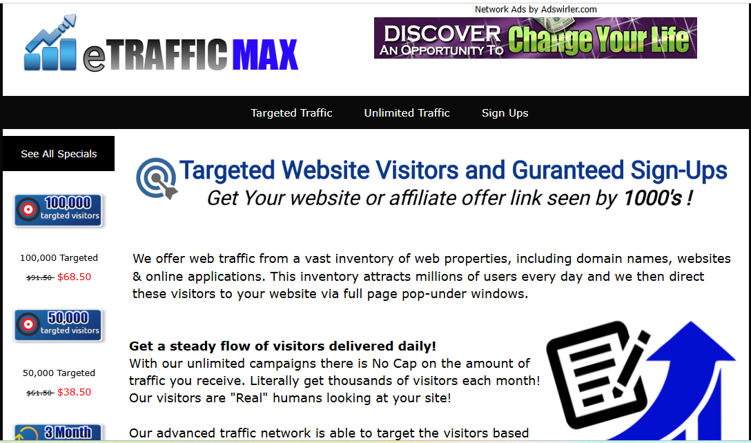eTrafficMax.com-SALE $299 with 30 day free ads
